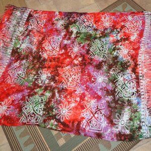 Fringed Boho Sarong Shawl Wrap Skirt Beach Cover-Up Multi Hippie